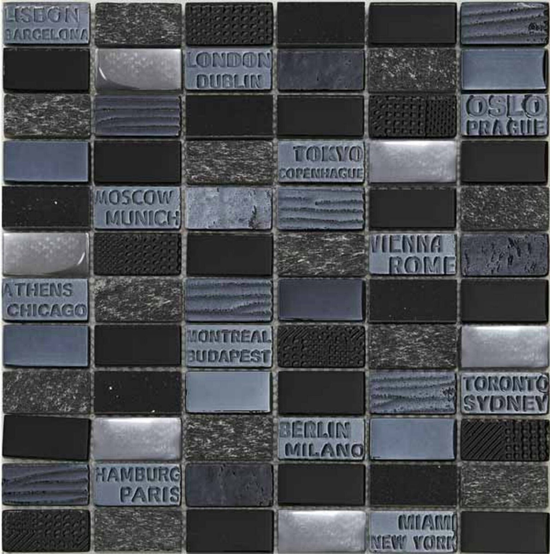 CITY BEIGE, GRIS, BLANCO o NEGRO - Mosaico en Malla - 9