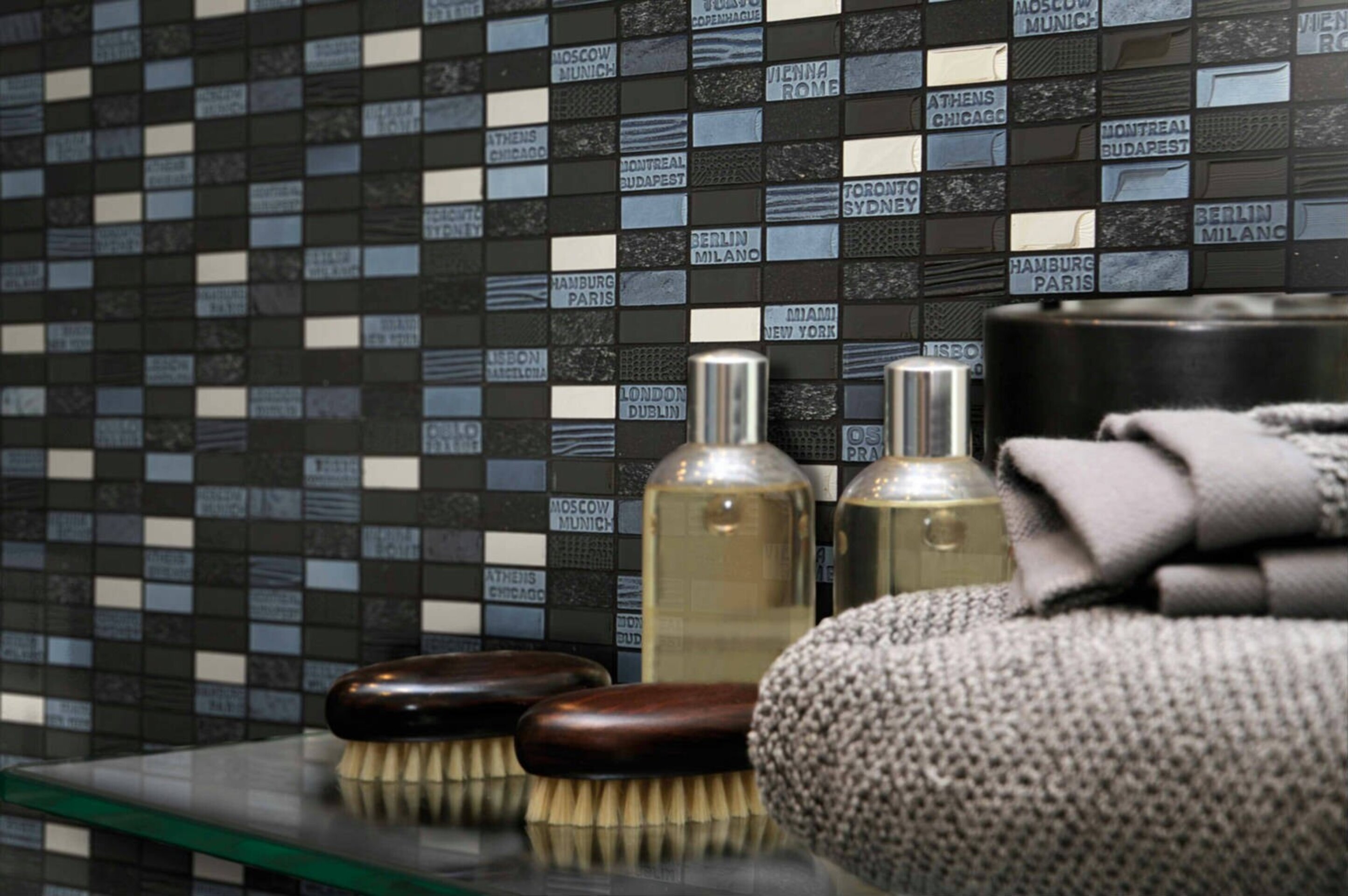 CITY BEIGE, GRIS, BLANCO o NEGRO - Mosaico en Malla - 1